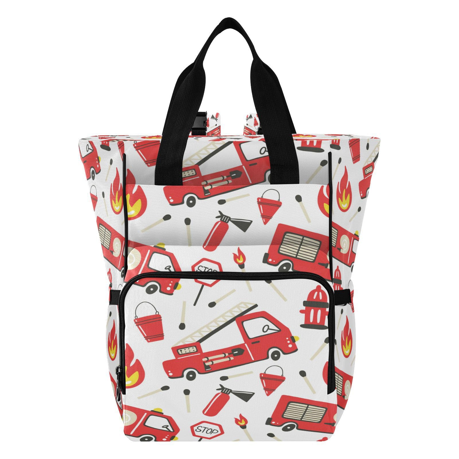 Bolsa de pañales multifuncional impermeable bolsas de pañales mochila para niñas para ir de compras senderismo viajes bombero patrón sin costuras niños garabatos coches, Varios colores, 1 size,
