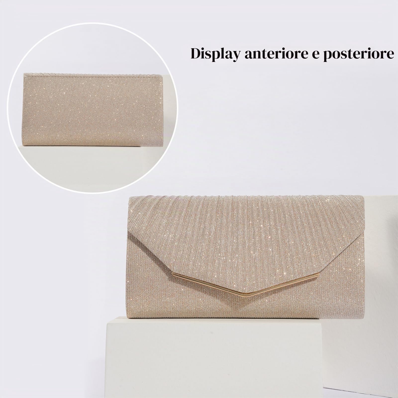 Borsetta da Sera Donna Clutch Bag con Paillettes Borsa Sposa Pochette Piccolo con Catena Bling Borsa a Spalla Borsa a Tracolla Elegante Borse Messenger per Ballo Cocktail Festa Champagne