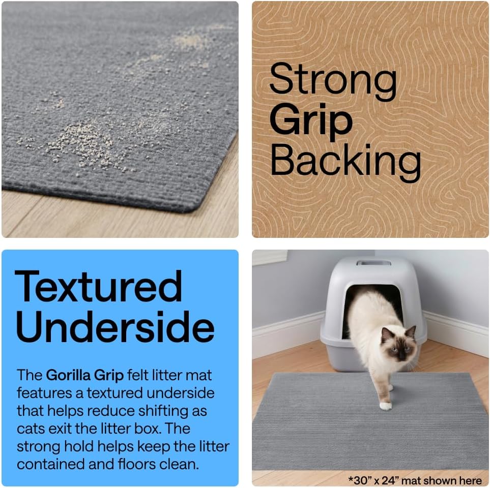 GORILLA GRIP Felt Cat Litter Mat, 24x17, Gray and Dog Crate Cover, 36in, Gray Bundle image 4