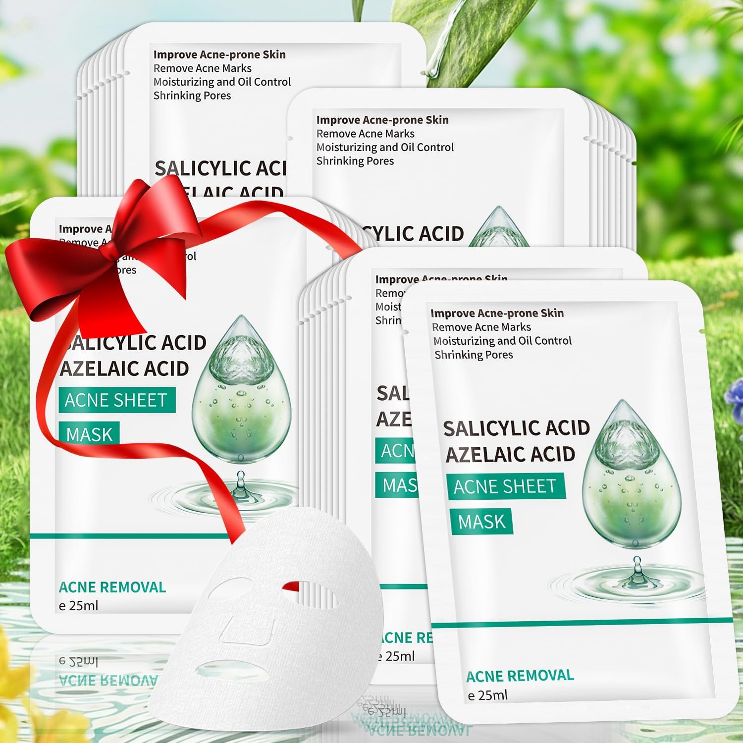 IREV Face Masks Skincare, Salicylic Acid Facial Mask, Moisturizing Sheet Mask For Acne Prone,Oily, and Sensitive Skin, Deep Cleansing Mask 10 Sheets