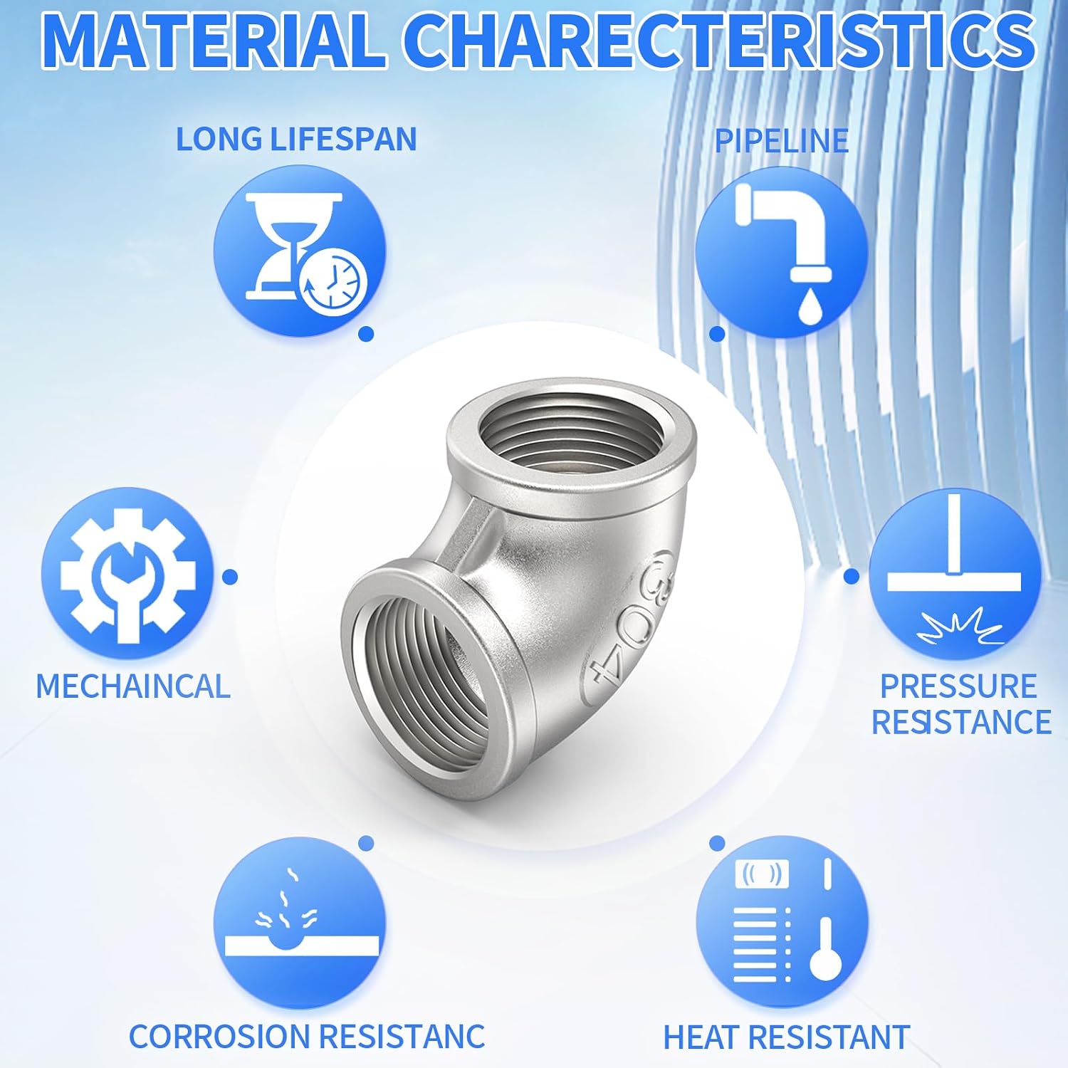 ChillWaves 304 Stainless Steel Pipe Fitting, 90 Degree Elbow 1-1/2" NPT Female x 1-1/2" NPT Female Thread Adapter(2-PACK)