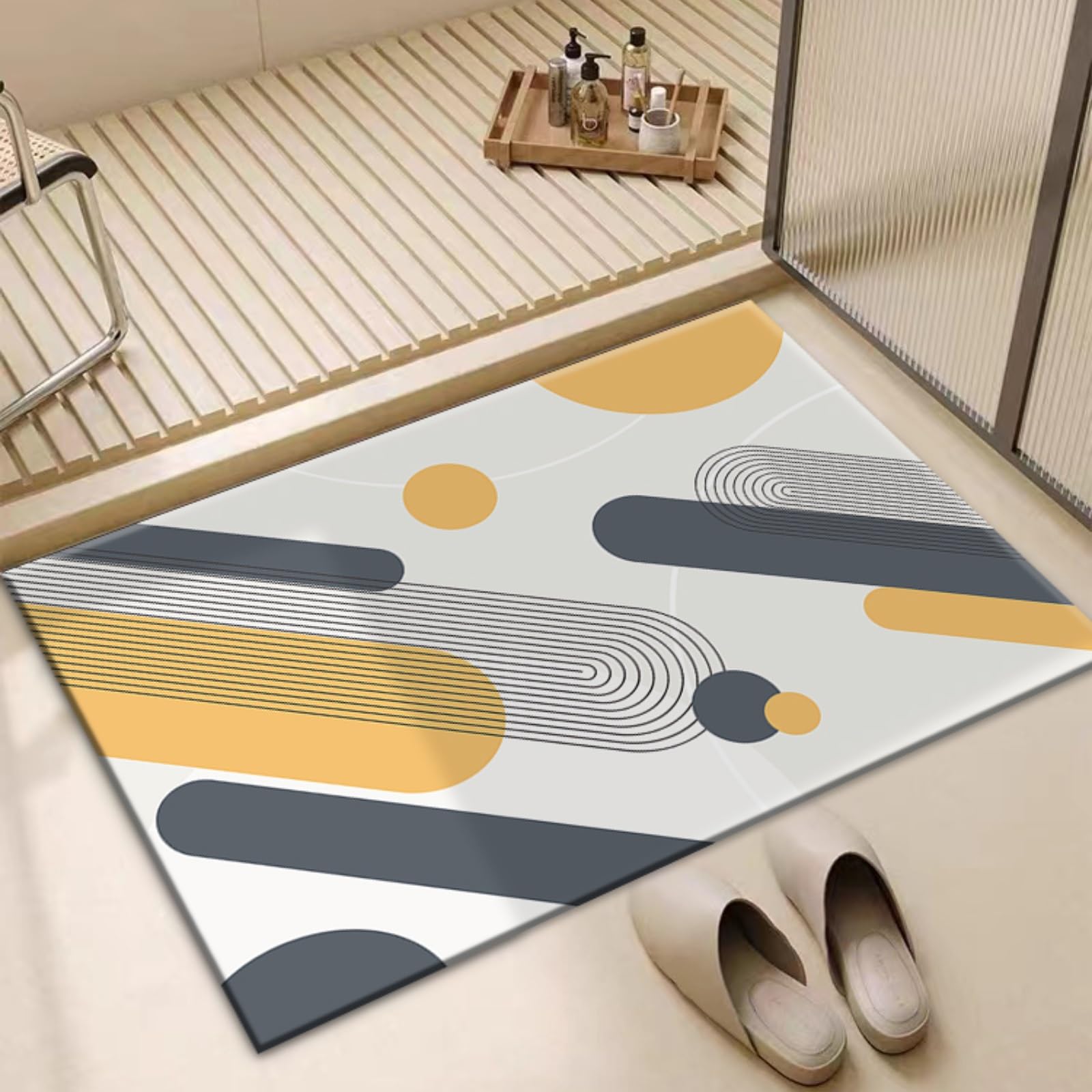Tapis de bain en terre de diatomée fin absorbant antidérapant séchage rapide