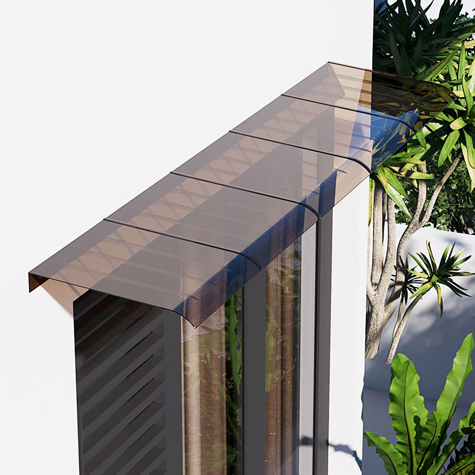 GJMSSMY UV Protection Door Canopy, Waterproof Polycarbonate Awning for Patio & Window, Outdoor Cover 50x160cm (20x63in) - Durable Sunshade for Door & Window