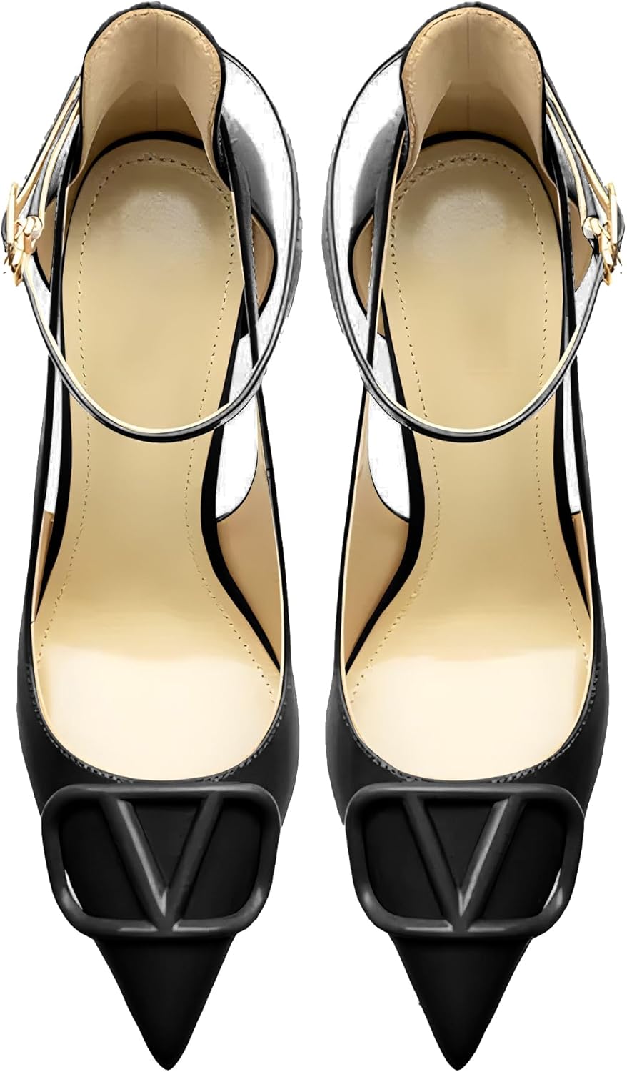 Women's Pointed-Toe Bag-Toe Strappy High-Heeled Shoes Sexy Stiletto Pumps