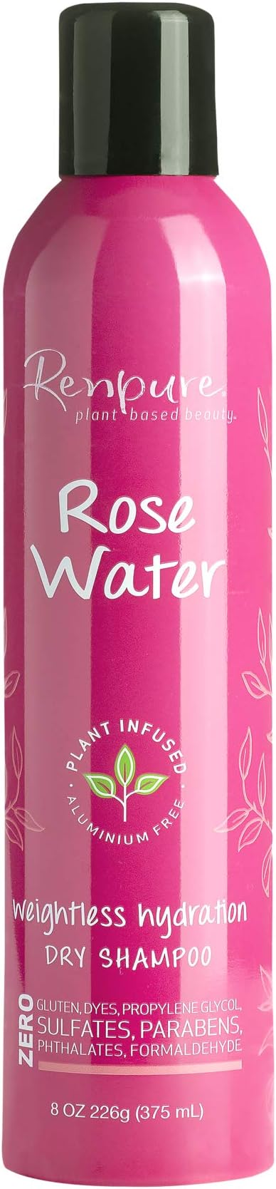 Renpure plant-based Beauty Rose Water Weightless hydration dry Shampoo, 8 Oz