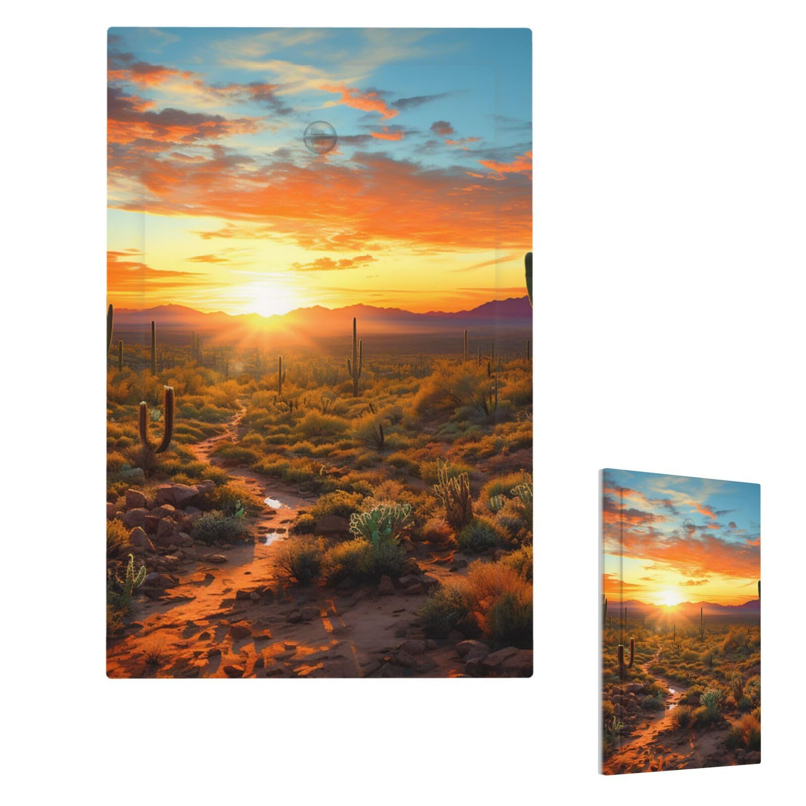Saguaros At Sunset Wall Plate Cover Single Blank, Modern Decorative Light Switch Cover Unbreakable Receptacle Outlet Covers for Living Room Bedroom Decor