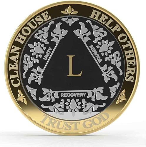 Miniatura 52 de Medallón anónimo de Alcohólicos Anónimos de Plata y Oro 1-60 años (20 años (XX)) Cápsula de Moneda AA Incluida