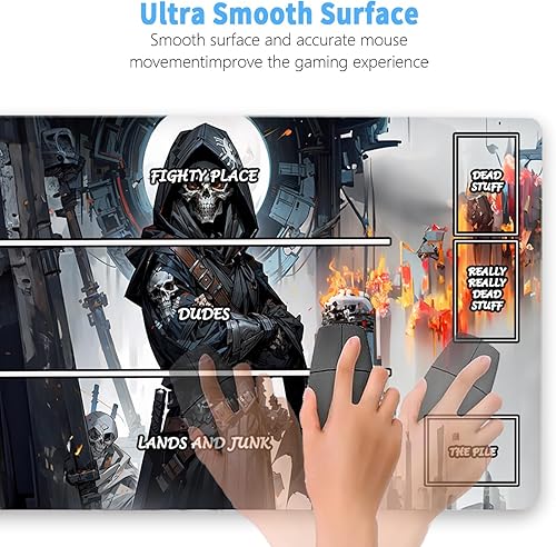 Miniatura 7 de MTG - Tapete de juego de 24 x 14 pulgadas, diseño de calavera TCG, con zonas para juego de cartas intercambiables, superficie de tela lisa, base de