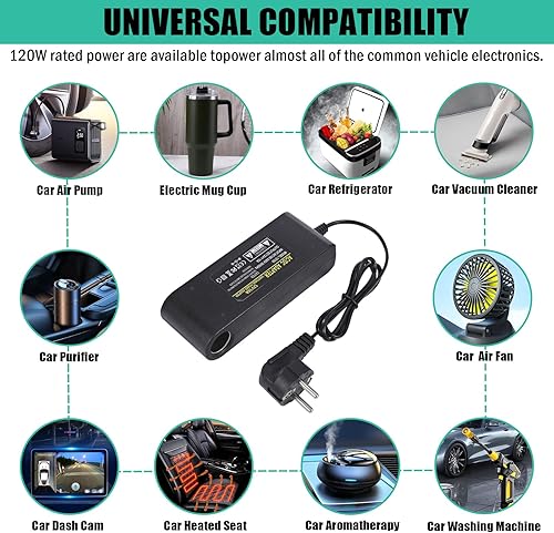Miniatura 5 de Adaptador de corriente de 12 V 10 A, convertidor de cargador de automóvil, enchufe de encendedor de cigarrillos de automóvil, adaptador de fuente de