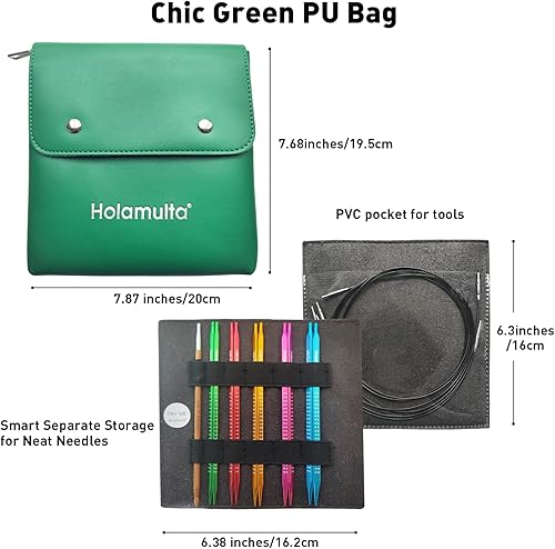 Miniatura 4 de Holamulta Juego de agujas de tejer circulares intercambiables de 6 pulgadas US 7-10.5 (multicolor)