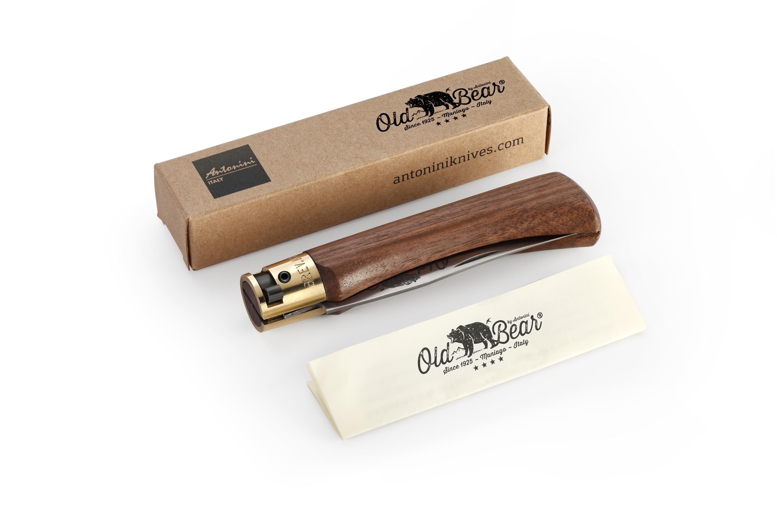 Old Bear Coltello linea classica manico in legno olivo, lama in acciaio inox (misura XL - art. 9307/23_LU OBB)