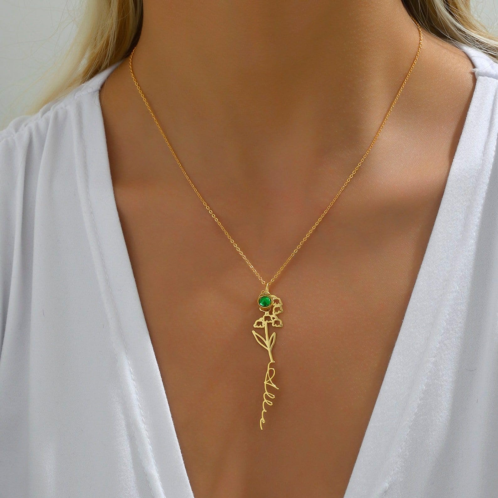 Collana di fiore di nascita personalizzata argento sterling 925 nome personalizzato collana floreale nome gioielli personalizzati gioielli fatti a mano