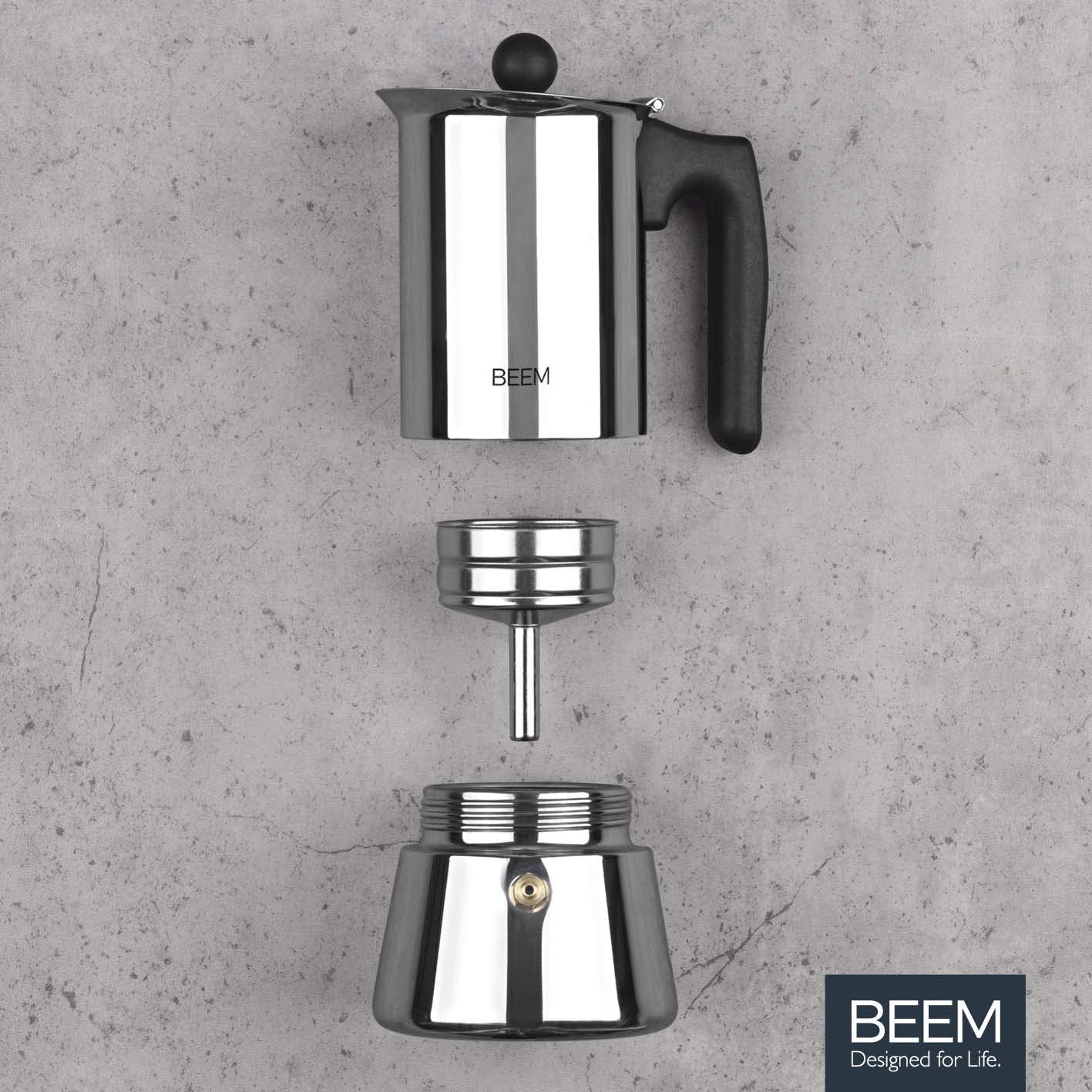 BEEM ESPRESSOMAKER Espressokocher - 4 Tassen | Herdkocher | Induktion | Edelstahl | Espresso - Kanne | Mokkakanne | Klassisch | 200 ml