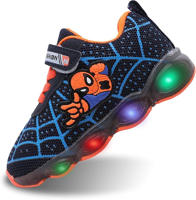 Szsppinnshp Kids Spiderman LED Light Up Shoes Baby Boys