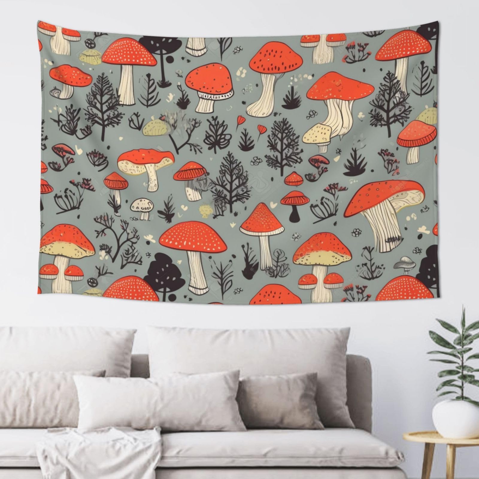 FodPand Mushroom Tapestry for Bedroom Aesthetic, Wall Hanging Tapestries Art Decor Backdrop Wall Tapestry for Dorm Living Room Funny Poster Party Banner Background 40" X 60"