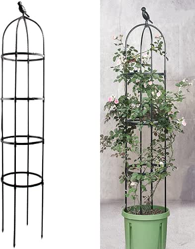 6ft Garden Obelisk Trellis for Climbing Plants-Rustproof Metal Pipe with