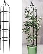 6ft Garden Obelisk Trellis for Climbing Plants-Rustproof Metal Pipe with Heavy Duty Plastic Coated, Garden Outdoor Indoor Potted Plant Support for Clematis Vine Jasmine Support (Black)