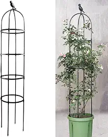 Anothera Treliça de Jardim para Plantas Trepadeiras, Tubo de Metal À Prova de Ferrugem de 6 Pés com Revestimento de Plástico Resistente, Suporte para Plantas Em Vasos Internos para Jardim Externo, Tre