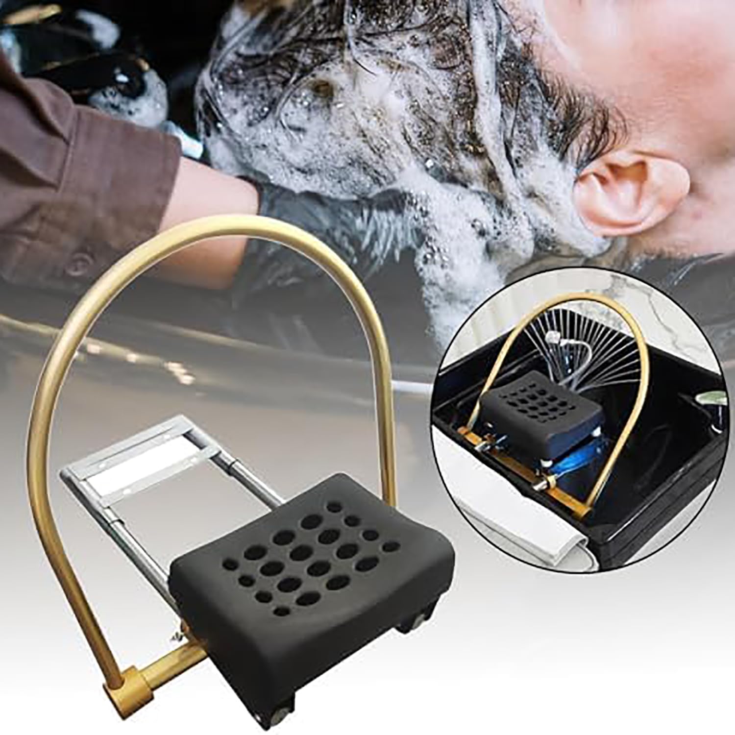 Cuenco profesional para champú con diseño de cascada, manguera de acero inoxidable y 21 salidas de agua, fácil de instalar para uso en peluquería
