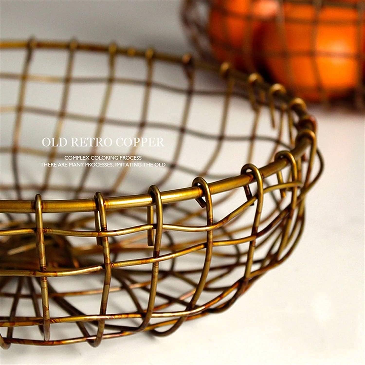 Fruit Basket Bowl Fruit Bowl Vintage Fruit Basket Wrought Iron Fruit Bowl, Fashion Decoration Fruit Snack Storage Basket for Home Wedding Housewarming Fruit Organizer Fruit Dish Ra