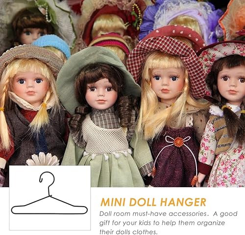 Miniatura 25 de Garment Rack Black Felt Hangers Mini Clothes Hangers 10Pcs Metal Doll Clothes Mini Doll ES Hanger Coat Accessories ES ES