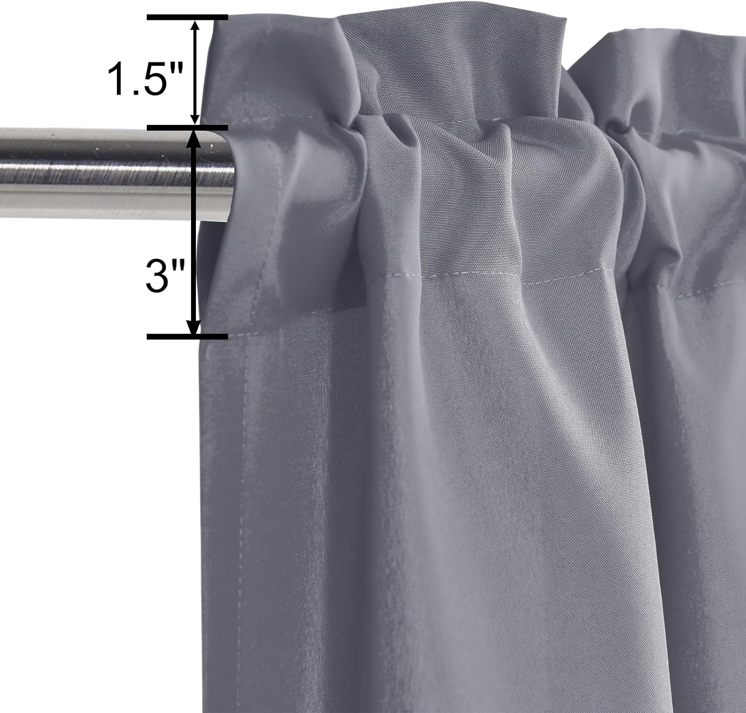 A pair of blackout curtains with bedroom, length, double rod design, blackout and insulated curtains to improve the living space. (Grey, 42 W x 63 L inches (2 panels))