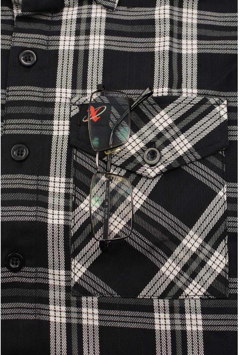 Milwaukee Leather MNG11646 Men's Flannel Plaid Shirt Black and White Long Sleeve Cotton Button Down Shirt - Image 8