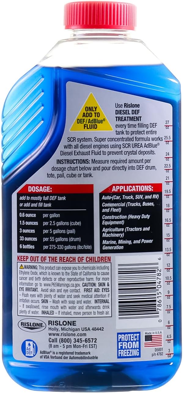 Rislone® 4782 Diesel DEF Treatment Super Concentrate Anti-Crystallization Solution, 33 oz (Pack of 1)
