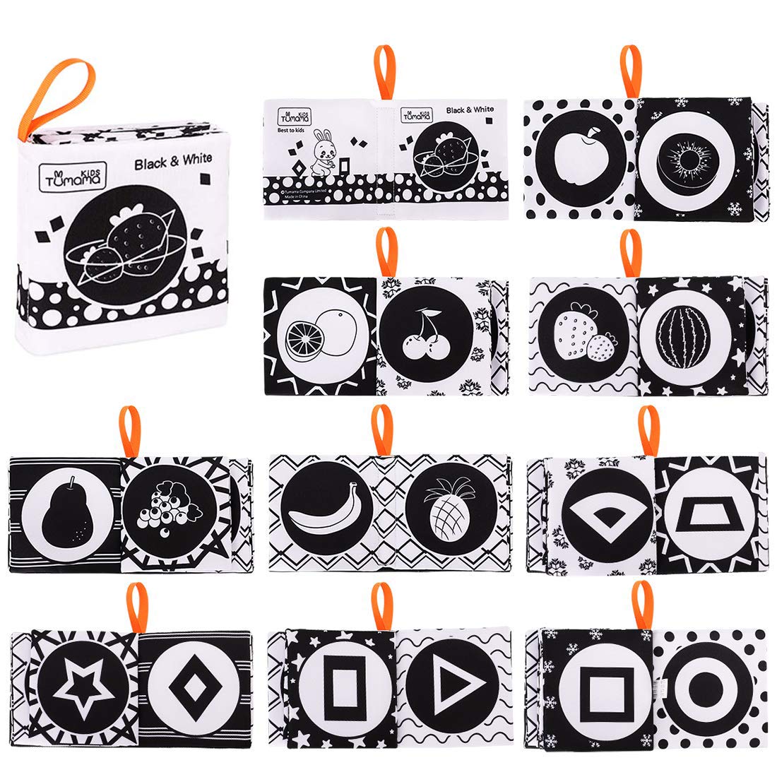 Black and White Book 3 Infant Crinkle Book for Newborns High Contrast Baby Toy Touch and Feel