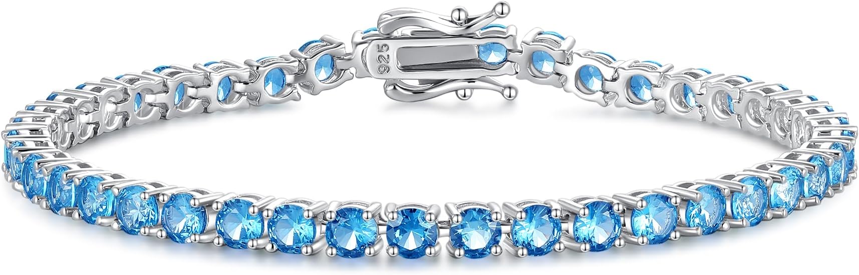 Birthstone Tennis Bracelet, 14K Gold Plated Tennis Bracelets for Women, Fine Jewellery Wedding Bridal Prom Birthday Gift for Her Women Girls, Length 7.5 Inch, Width 4mm