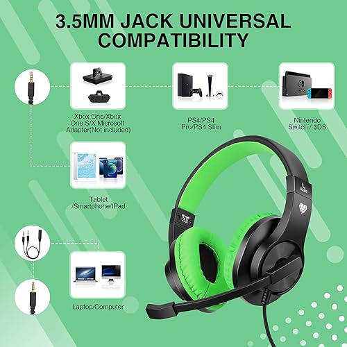 Miniatura 5 de BlueFire - Audífonos de diadema para juegos de PS4 35 mm con micrófono y luz LED compatible con Playstation 4 Xbox One PC Verde