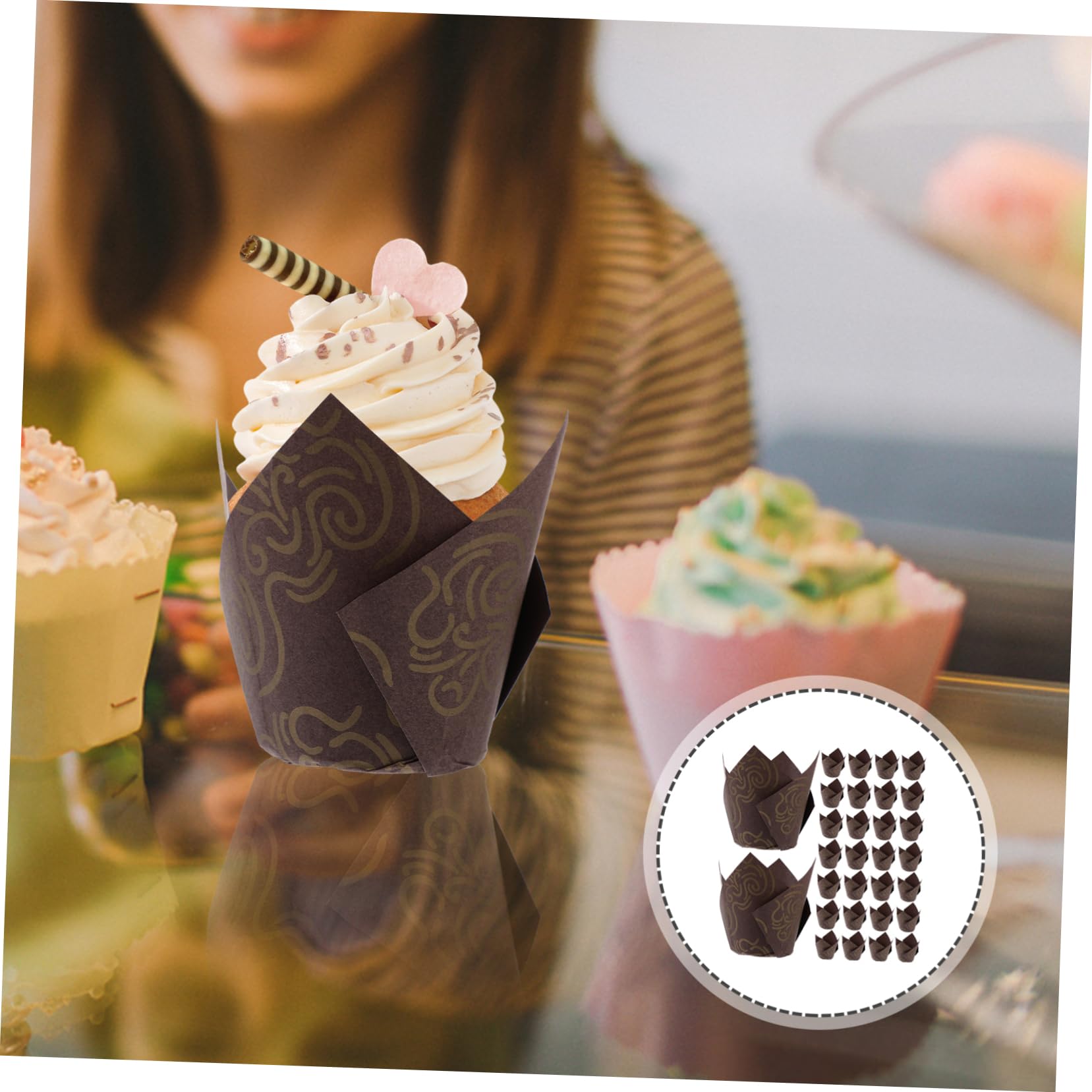 SOLUSTRE 2 Sätze Muffinförmchen Tulip Cupcake Liner Backpapier Ölbeständige Papierbecher Für Hochzeiten Partys Und Feierlichkeiten Dekorative Backzubehör Für Cupcakes Und 250 Stück * 2