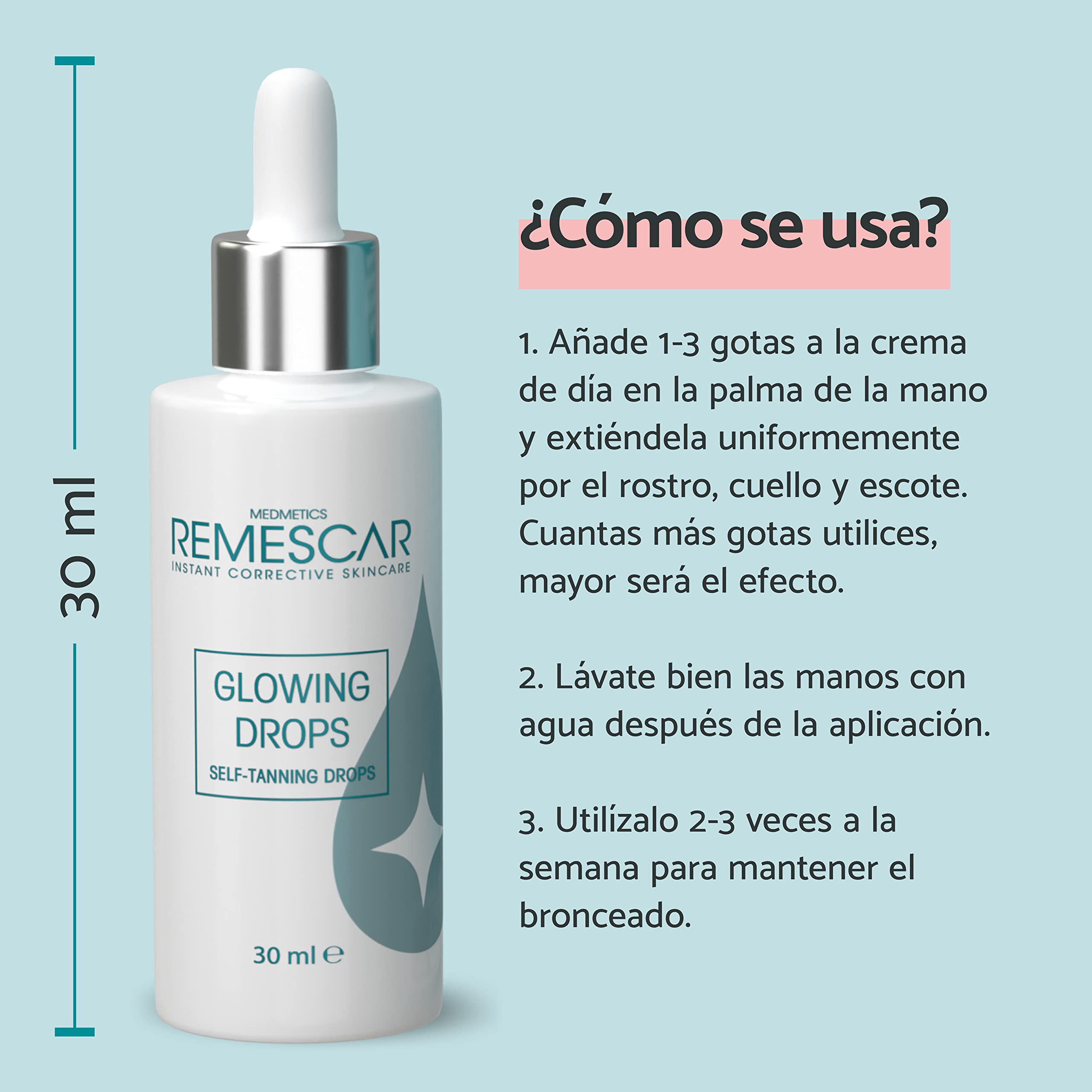 Remescar Gravity Crema de Día SPF20 + Glowing Drops – Hidratación y Glow Natural – Rutina Facial para Piel Firme y Luminosidad Efecto Bronceado