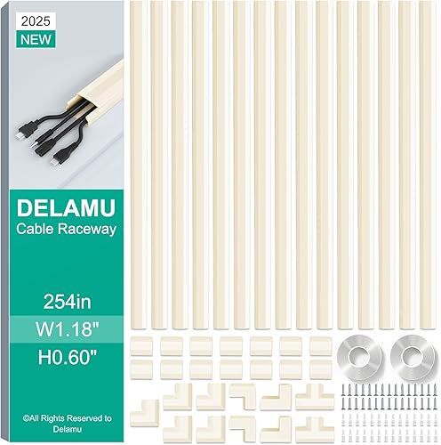 Delamu Cubiertas de cable para cables de 3 a 4 cables en la pared, 254 pulgadas, cubierta de alambre grande para cables en la pared, ocultador de