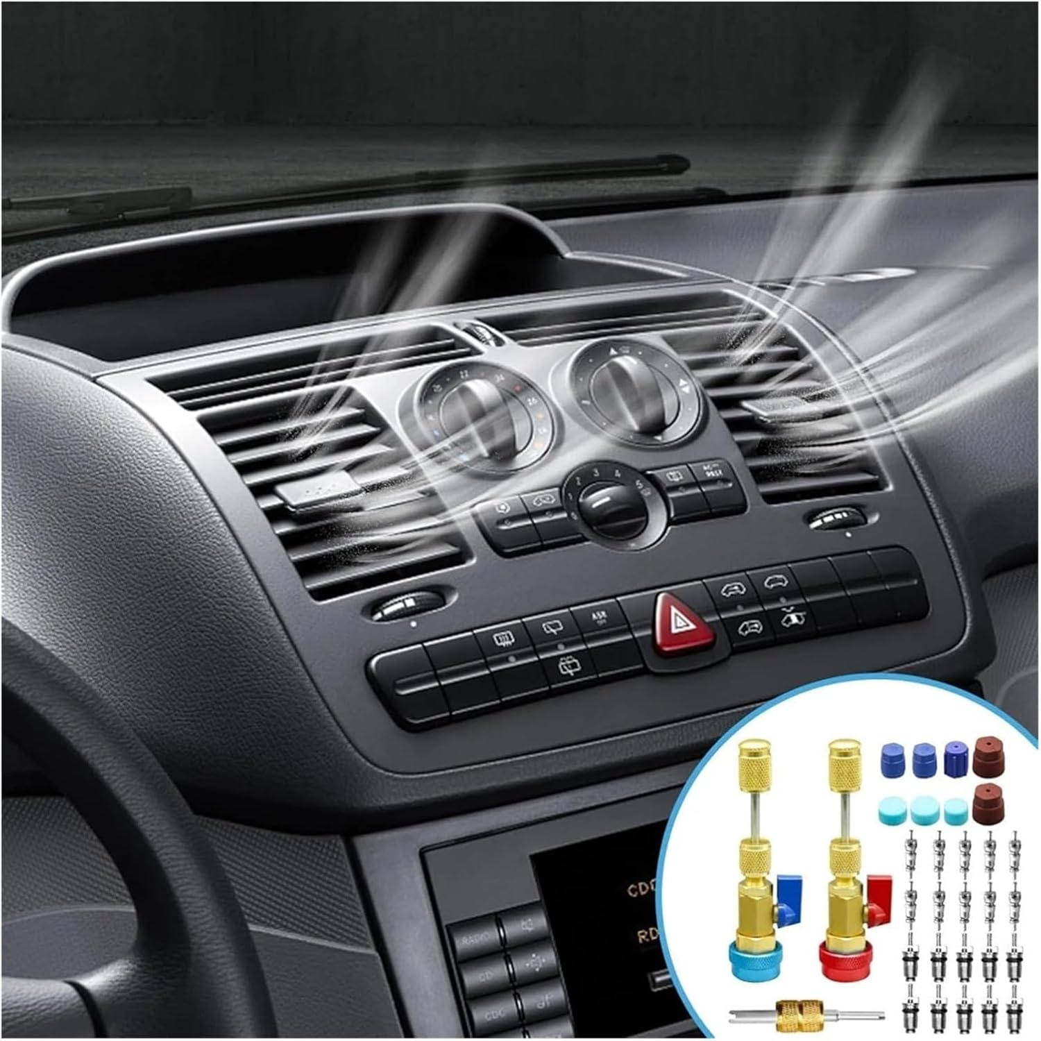 R134A Valve Core Quick Remover Installer, High Low Pressure Valve Core Remover Tools Kit for Refrigerant Air Conditioner System(2PCS Remover)