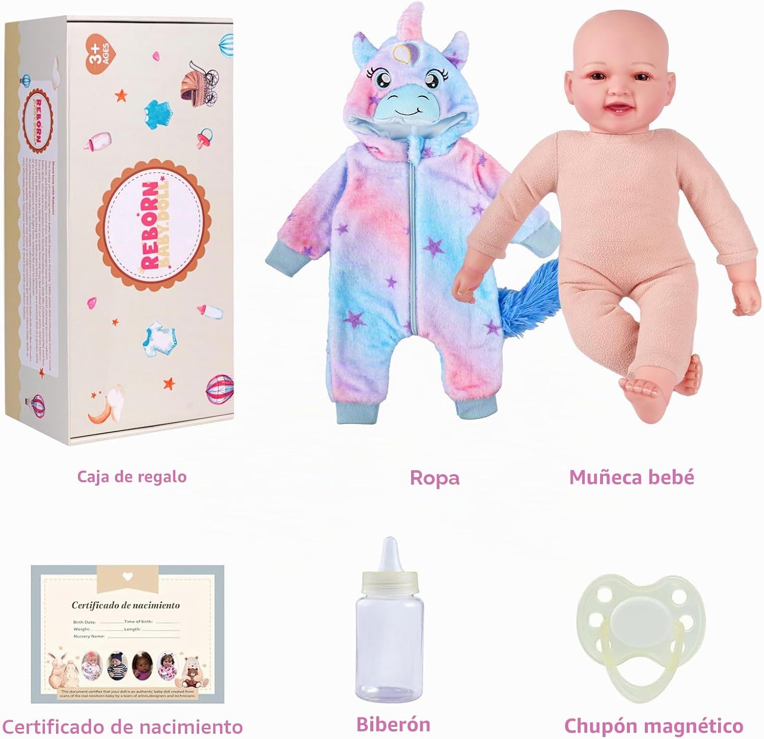 BABESIDE Muñecas de bebé, 17 pulgadas, grande, realista, lindo, suave Azul — imagen 7