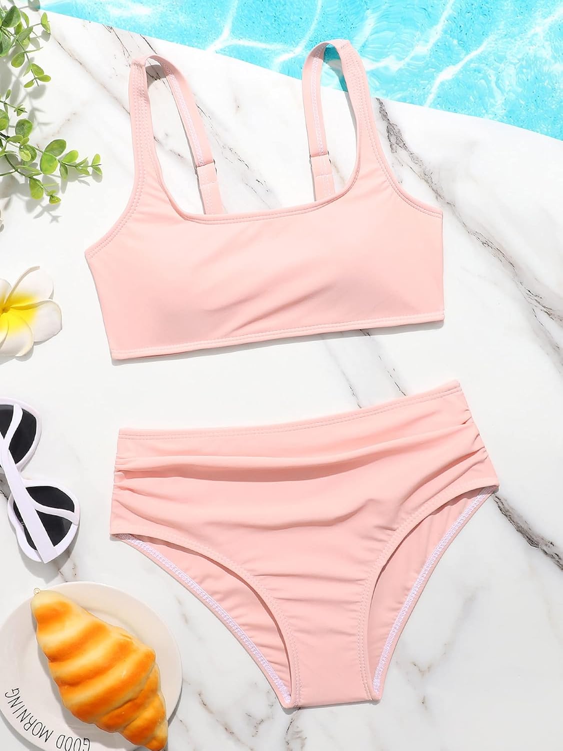 OYOANGLE Girl's 2 Piece Swimsuit Sport High Waist Teen Kids Bikini Set Bathing Suit Swimwear - Image 3