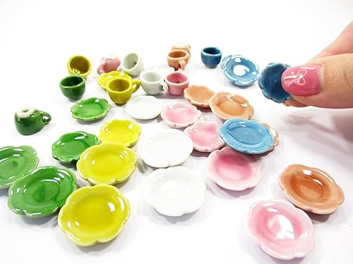 Miniatura 4 de Casa de muñecas en miniatura mixto 36 de cerámica taza de café platillo Vieira plato 1712