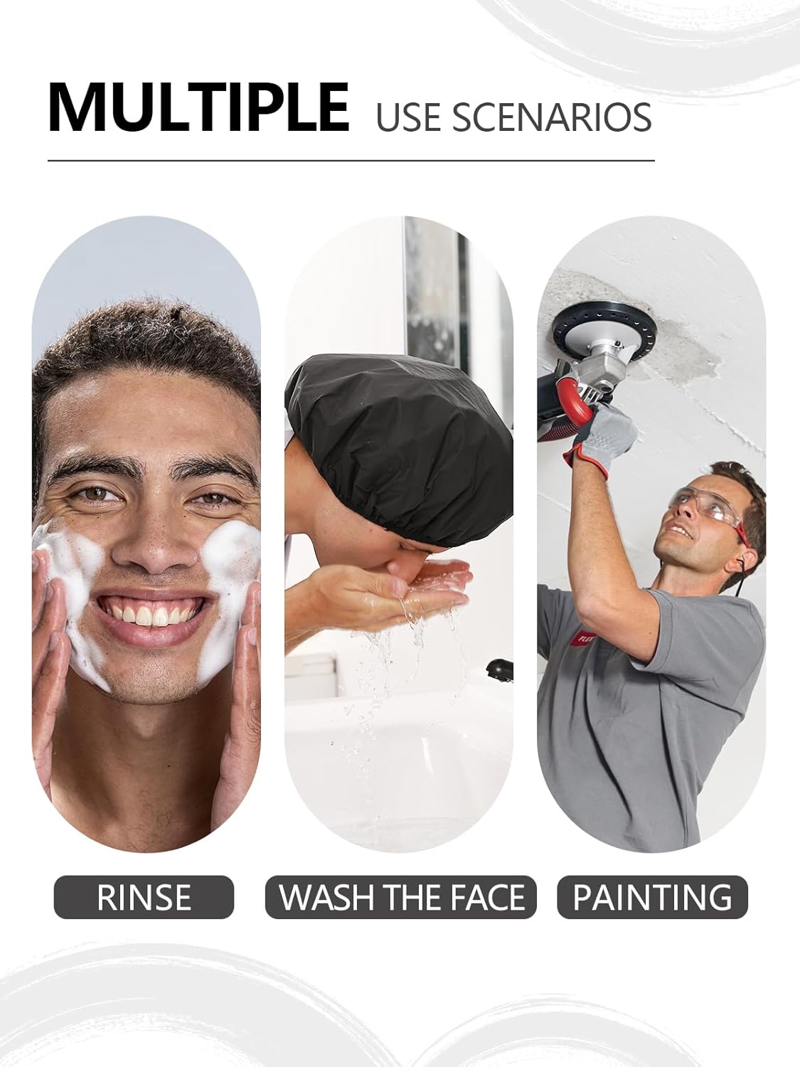 Years calm Men Shower Cap Reusable Waterproof, Dual-Layer Design, Double-Sided Use,Protects Hair in Shower, Spa, Travel & Cooking, Adjustable Elastic for Comfortable Fit (Black Plaid, One Size) - Image 8