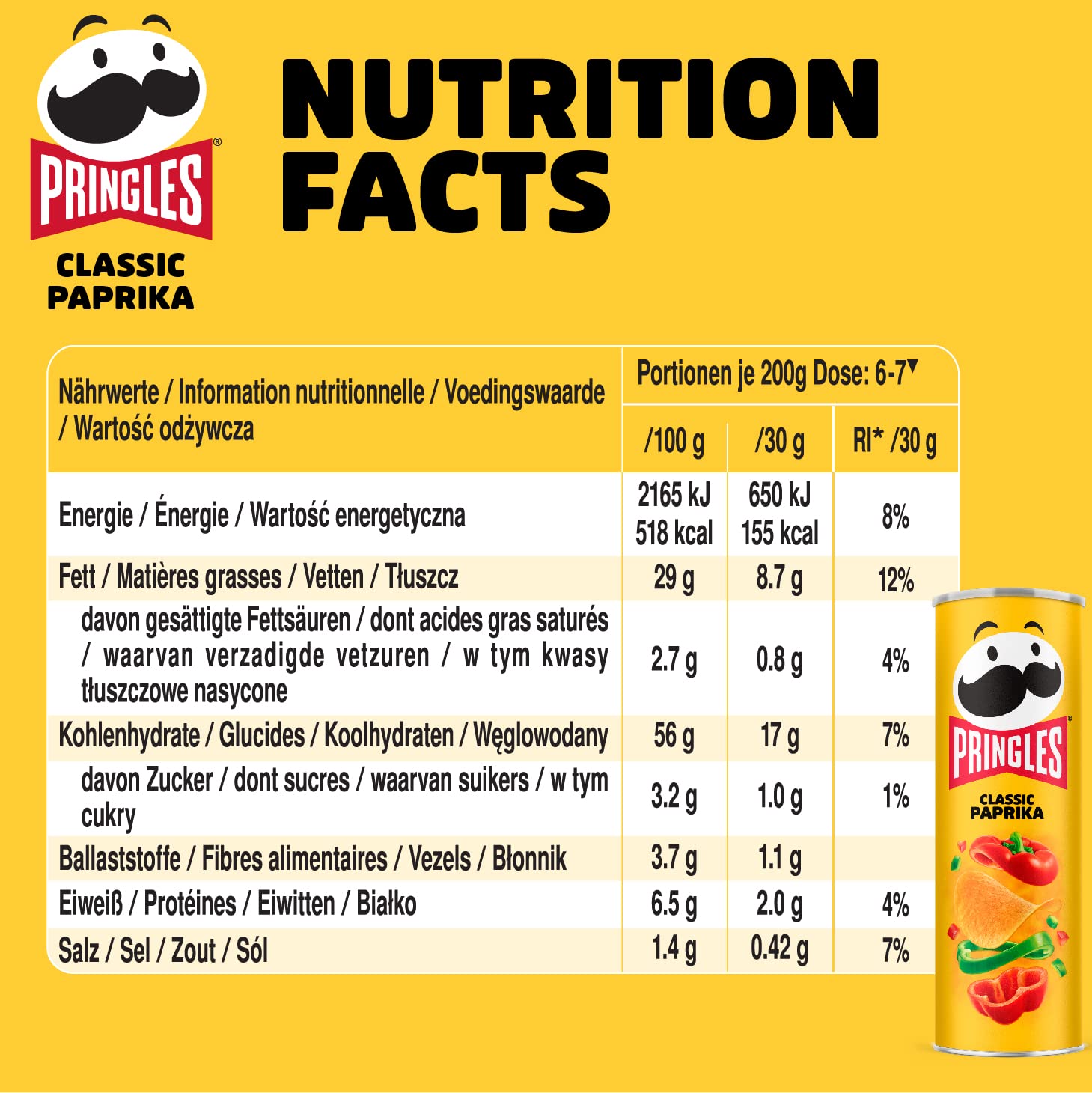 Pringles Classic Paprika | Paprika Chips | 19er Vorratspackung (19 x 200g)