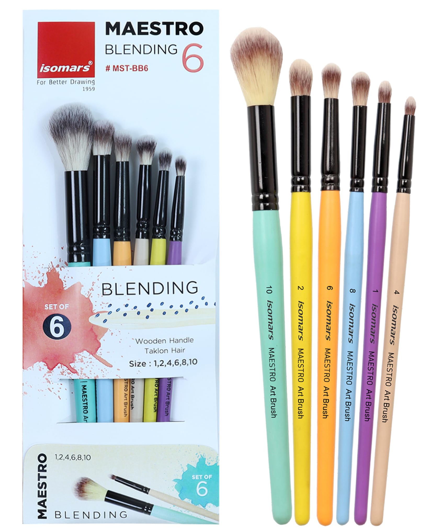 Isomars Blending Brush Set of 6 - Professional Round Artist Brushes for Soft Blending, Shading and Transitions - Ideal for Watercolor, Acrylic, Gouache, and Ink - Sizes 1, 2, 4, 6, 8, 10-image-4
