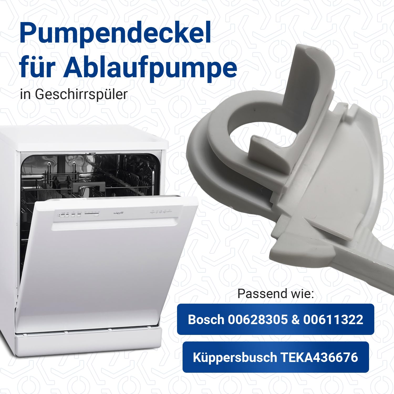 VIOKS Pokrywa pompy odtokowowej zamiennik dla Bosch Siemens Neff 611322 00611322 00628305 Pokrywa pompy ściekowej Pokrywa z tworzywa sztucznego Pokrywa pompy odtokowowej do pompy odpływowej w zmywarce