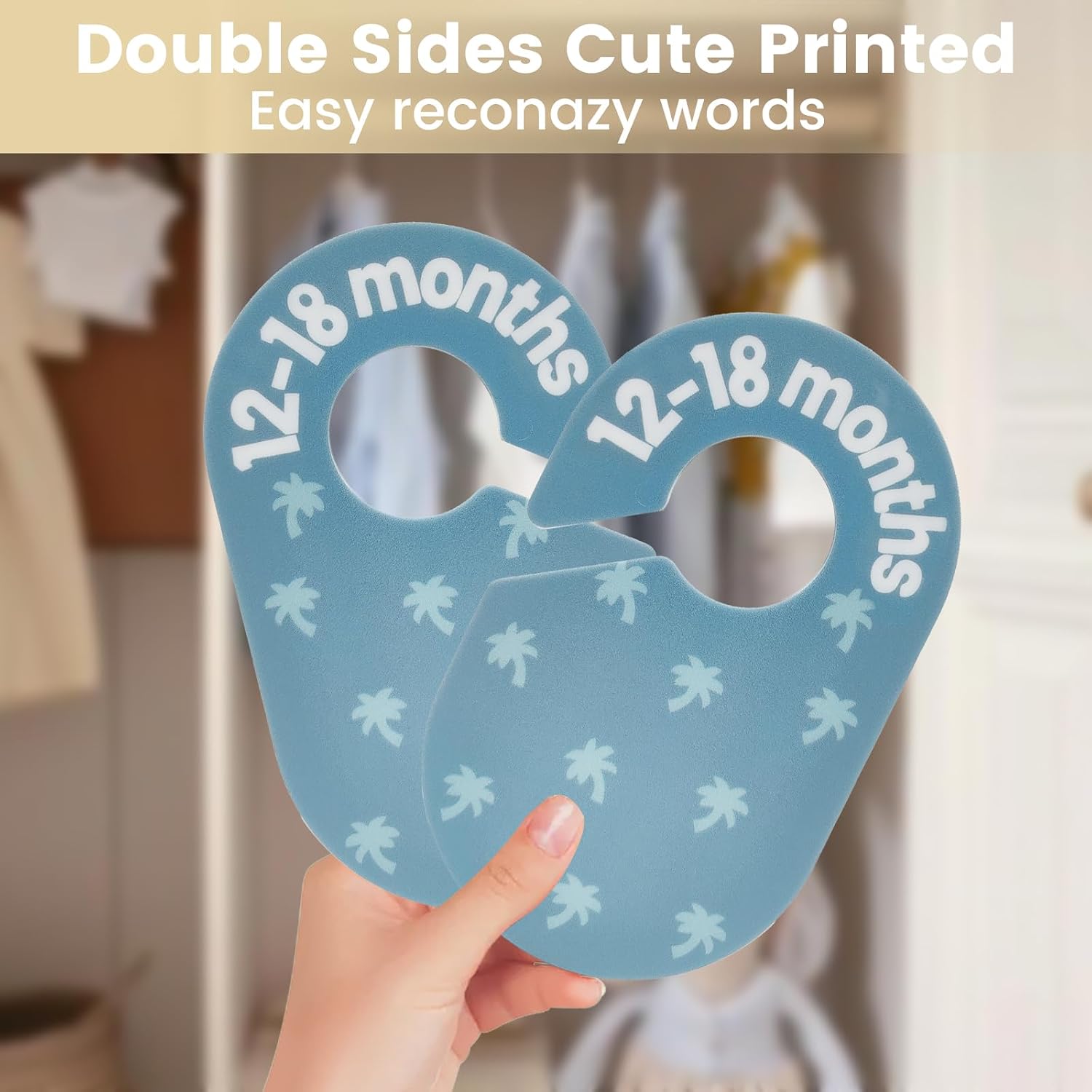 Baby Closet Dividers - Size Tag - 8-Piece Plastic Baby Clothes Organizer Hanger with Double-Sided Designs - Nursery Organization for Baby Clothing Newborn to 2T Girl & Boy (A Solid Multi-Color)