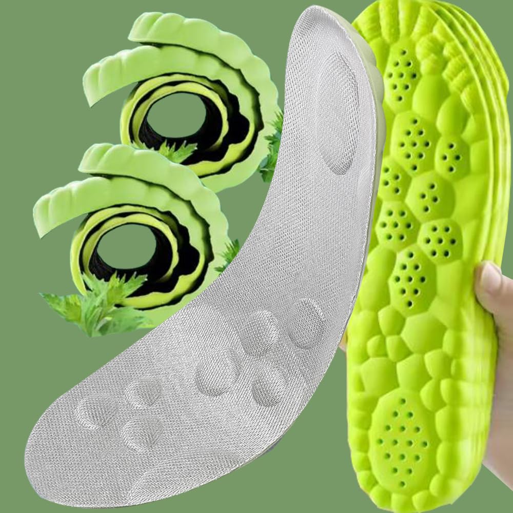 2pairs High-Elasticity Latex Shock Insoles Women and Man Memory Foam Soft Insole Breathable Shoes Insert Cushion,EU45-46