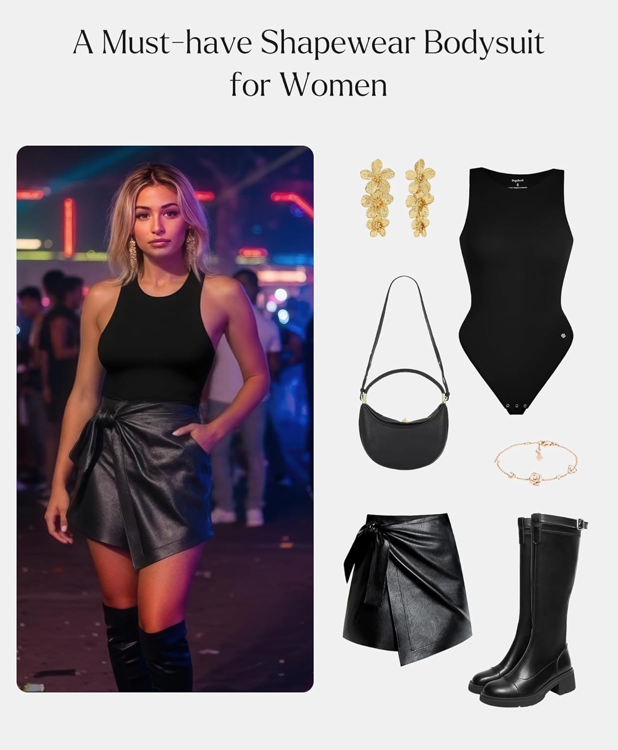 Popilush Bodysuits for Women Scoop Neck Body Suits Sleeveless Thong Halter Cotton Casual Tank Top for Spring & Summer - Image 6