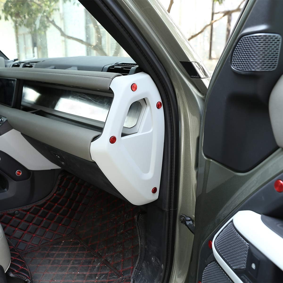 Aluminum Alloy Car Dashboard Side Screw decorative protective cover for Land Rover Defender 110 2020-2021 (Red)