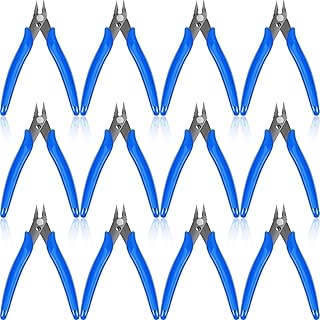 12 Pcs Wire Cutters 170 Flush Cutters 4.92 Inch Diagonal Cutters Carbon Steel Cutting Pliers Wire Clippers Nippers for Ele...