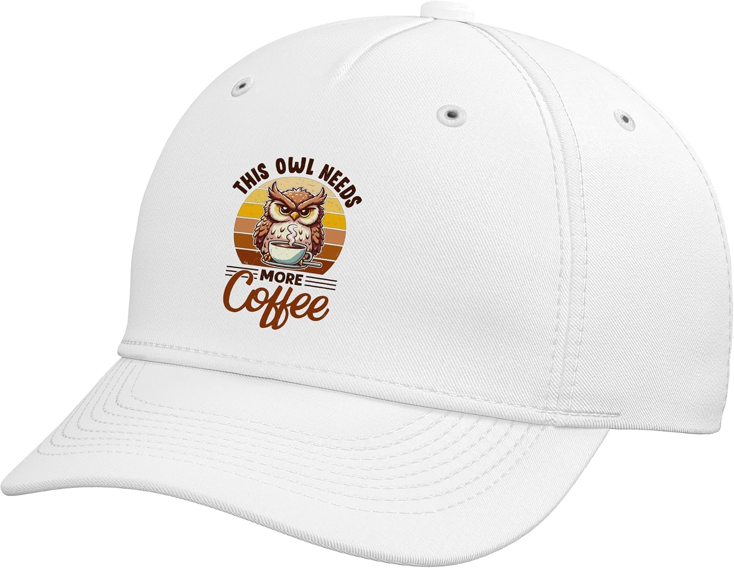 Grumpy Owl with Coffee Adjustable Baseball Hat