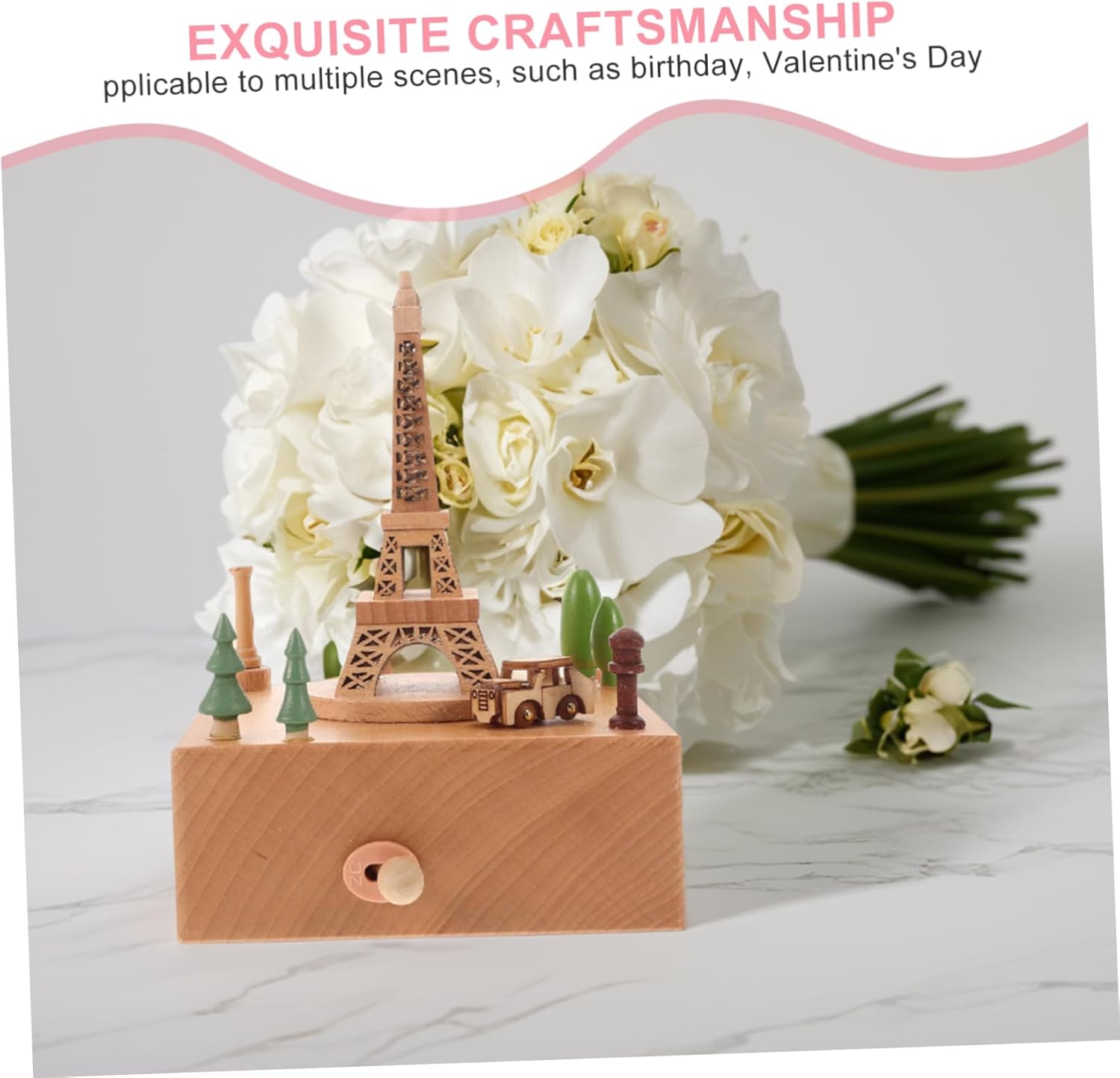 Music Box with Eiffel Tower Design Creative Craft Musical Figurine Wind-up Mechanism for Unique for Birthdays Anniversaries Valentine Day Decor