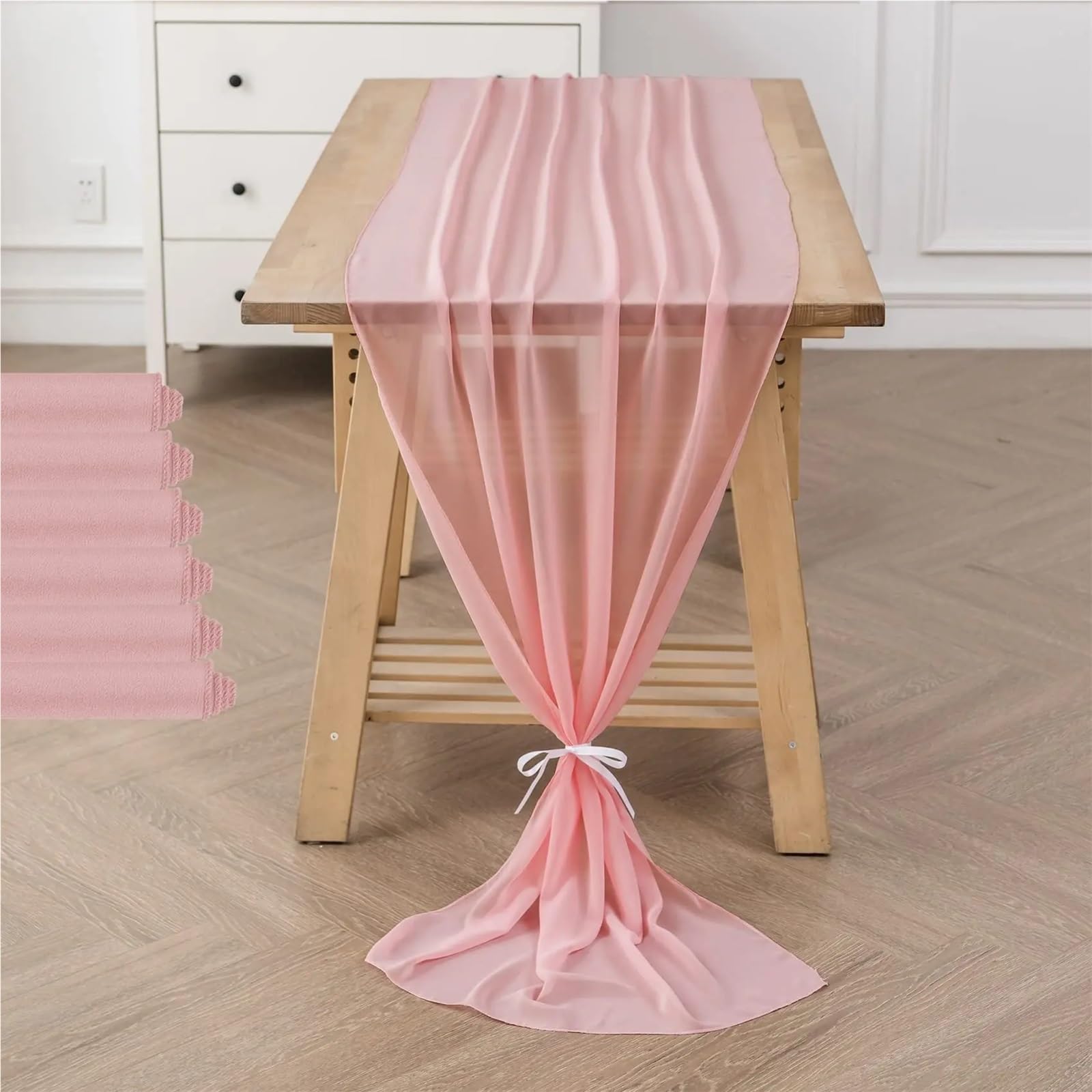Käsetuch Tischläufer 1PC/4PCS Chiffon Table Runner 30x300cm Sheer for Wedding Birthday Party Bridal Shower Outdoor Decoration(Sage Green,4 PCS)